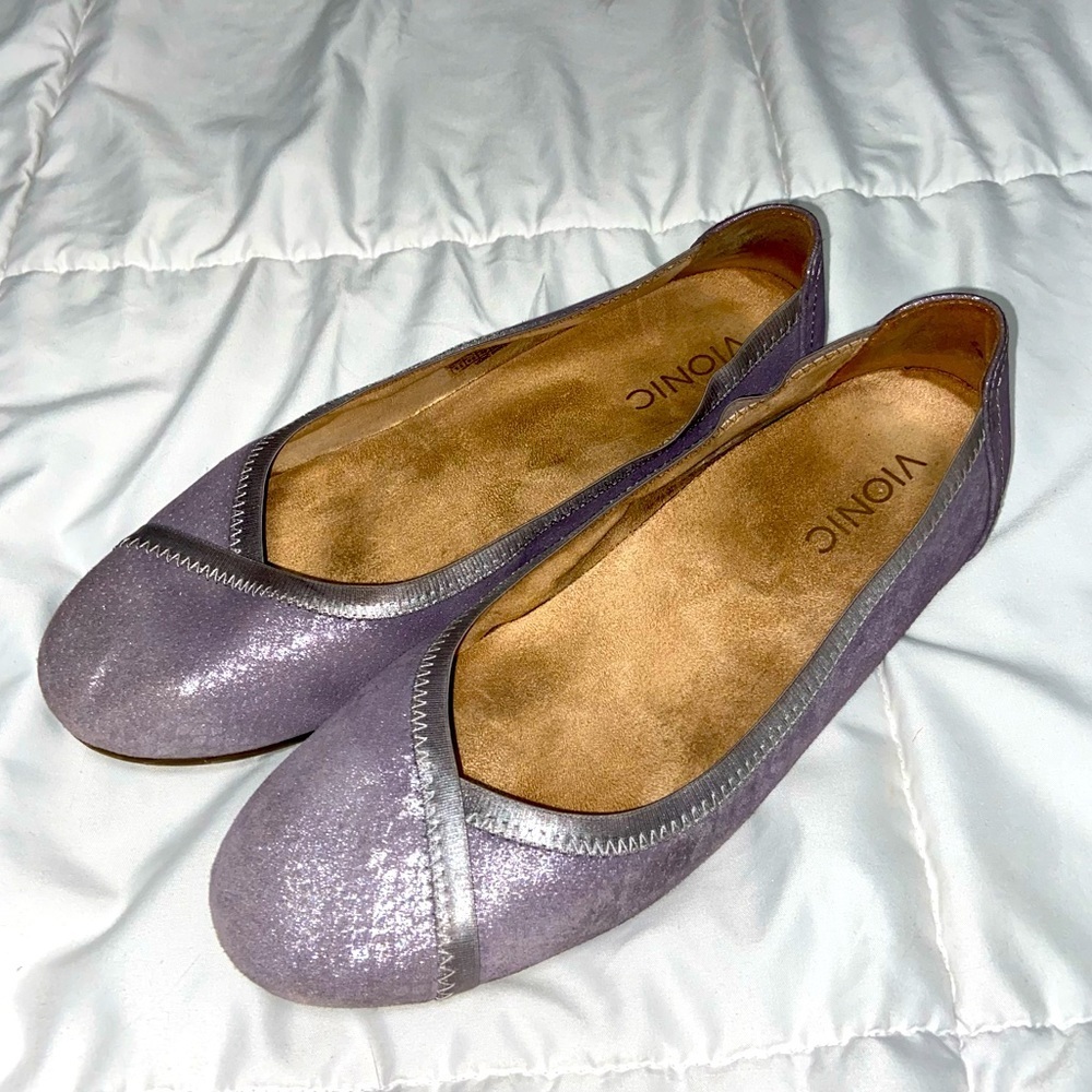 Vionic Purple Flats with Silver Trim
